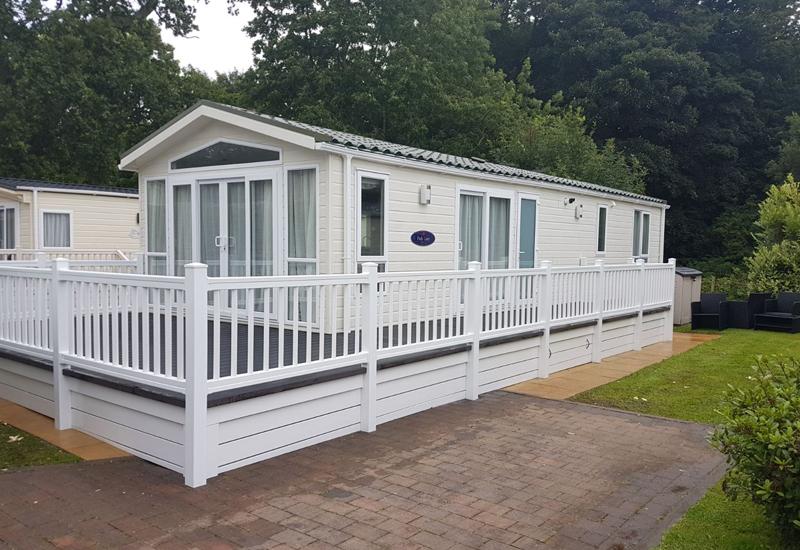 decking kit shown on static caravan installed by Excel Plastics NI